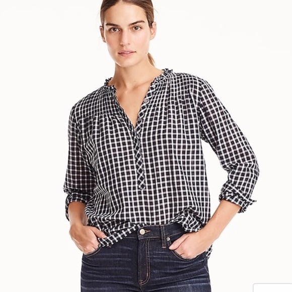 J. Crew Tops - J Crew NEW Ruffle Classic Popover Shirt